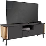 Pure TV-meubel 2 deuren, 1 lade, 1 plank grijs,eik decor.