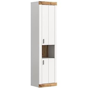 Ebuy24 - Laredo Hochschrank Bad wandhängend 2 Türen, 1 Ablage matt weiß,Eiche dekor,weiß.