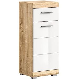 xonox.home Badkamer Lambada X06F1701 commode kast staande kast in voorzijde wit hoogglans corpus Sonoma eiken licht ca. 37x88x31 cm