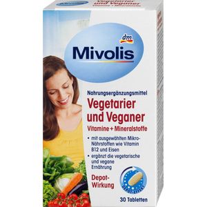 Mivolis Vegetarische en Veganistische Vitaminen B12 - D2 - B2 + Mineralen - Tabletten 30 stuks
