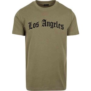 Mister Tee - Los Angeles Wording Heren T-shirt - Olijfgroen