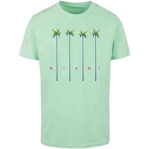 MT Men Shirt 'Miami Palms'  donkerblauw / mintgroen / lichtgroen / pink