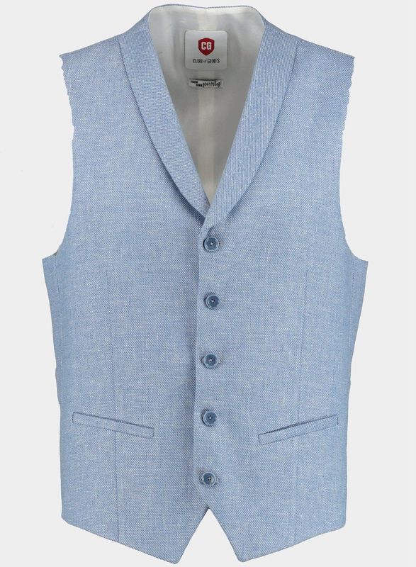 Club of Gents - CG Paddy - Gilet - Blauw - Mix & Match - Linnen/lyocell
