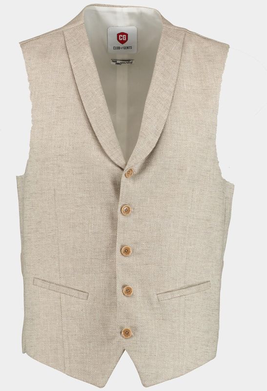 Club of Gents - CG Paddy - Gilet - Beige - Mix van Linnen, Lyocell, Polyamide en Elastaan