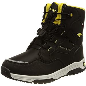 KangaROOS K-mj North RTX laarzen voor kinderen, uniseks, Jet Black Neon Yellow, 34 EU