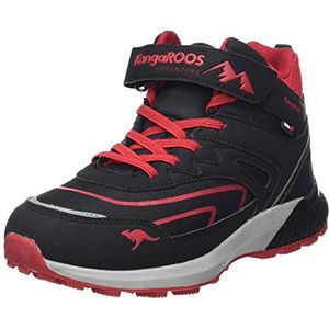 KangaROOS Unisex K-HK Teak Mid EV RTX wandelschoen, Jet Black/Fiery Red, 35 EU