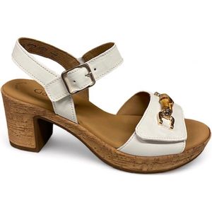 Gabor, Schoenen, Dames, Beige, 40 EU, Ecru Leren Sandalen met 45mm Hak