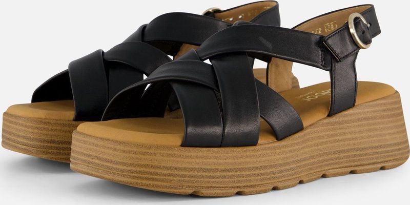 Gabor - Dames Pumps - Zwart - Leer - Platte Sandalen