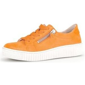 Gabor, Schoenen, Dames, Geel, 41 EU, Fluweel Leren Oranje Sneakers