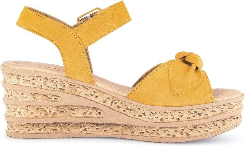 Gabor Plateau Sandale gelb golden Samt 44.653.13 für Damen, gelb, Gr. 40 EU / 6,5 UK