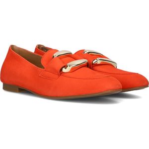 Gabor, Schoenen, Dames, Oranje, 38 1/2 EU, Suède, Oranje Loafers met Gouden Horsebit Detail