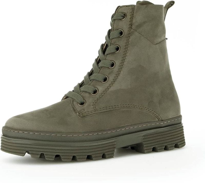 Gabor - Combat Laarzen - Groen (efeu) - Suede Leder - Verwisselbaar Voetbed