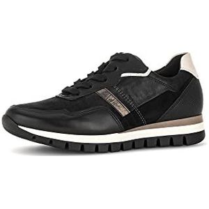 Gabor DAMES Sneakers, Vrouwen Lage Sneaker,verwisselbaar voetbed,straatschoen,veterschoen,vetersluiting,Zwart (schwarz/smog/nebbia) / 67,40 EU / 6.5 UK