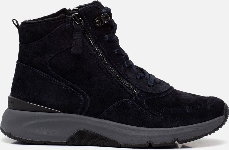 Gabor Rollingsoft Veterboots blauw Suede - Dames