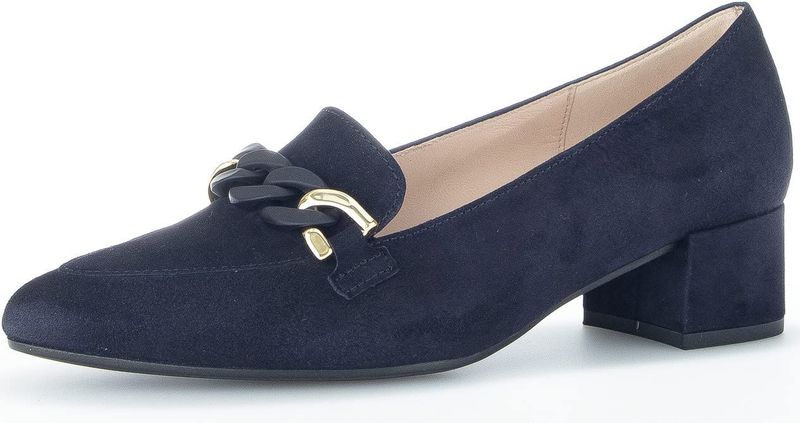 Gabor - Pumps - Blauw - Suede Leder - Blok Hak 4.5 cm