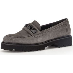 Gabor, Schoenen, Dames, Grijs, 37 EU, Leer, Grijze Velvet Loafers Stijlvol Comfortabel