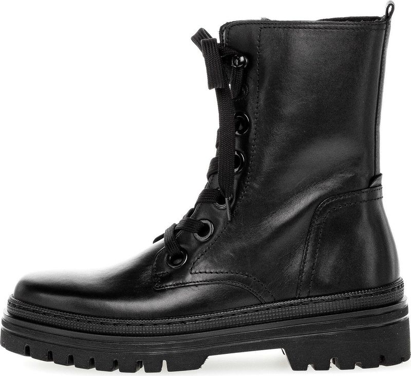 Gabor - Dames Veterschoenen - Zwart - Leer/Synthetisch - Polyurethaan Zool