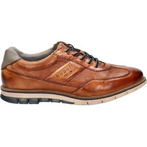 bugatti heren Casual leren sneakers met veters en handgemaakte afwerking, Cognac, 47 EU
