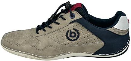 bugatti heren Casual sneakers met flexibele zool, veterschoenen met traagschuim, elastische schoenveters, Taupe, 40 EU