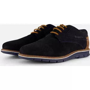 Bugatti veterschoenen donkerblauw leer laag