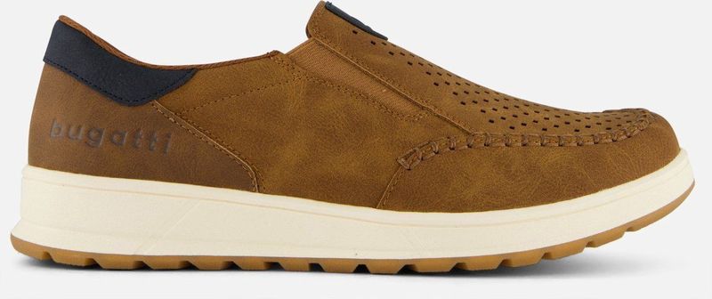 Bugatti - Casual Slip-On Sneakers - Cognac - Elastische Band - Ademend Comfort
