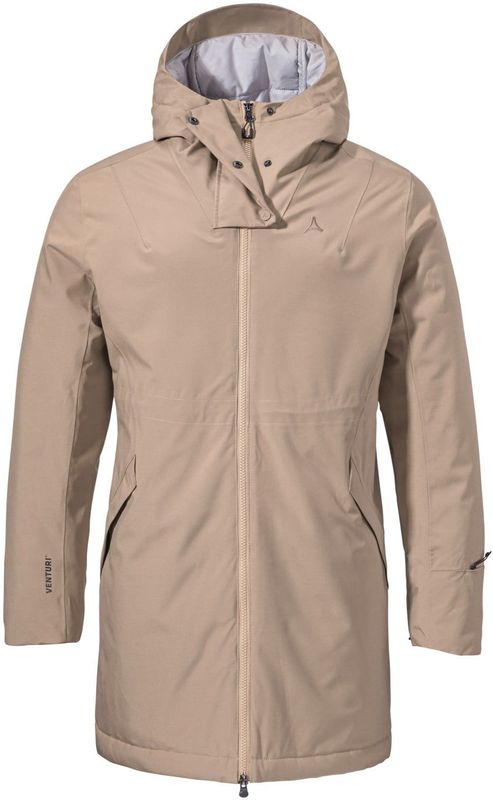 Schöffel - Women's Insulated Parka Crivat - Lange Jas - Beige - 100% Polyester - Isolerend Waterdicht Winddicht