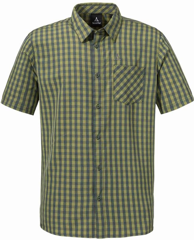 Overhemd - Groen - 100% Polyester - Regular Fit - Polokraag - V-hals