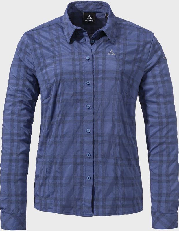 Blouse - Blauw - Polyester - V-hals, Lange Mouwen