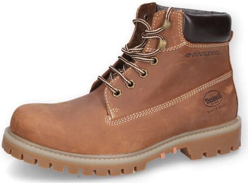 Veterboots - Effen - Leer - Blokhak - Enkelhoog