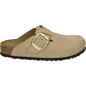 Birkenstock BOSTON BIG BUCKLE NUBUK Dames slippers Kleur: Wit/beige