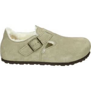 Birkenstock - London W Slip-Ons - Beige - Suède - Gouden Gespsluiting
