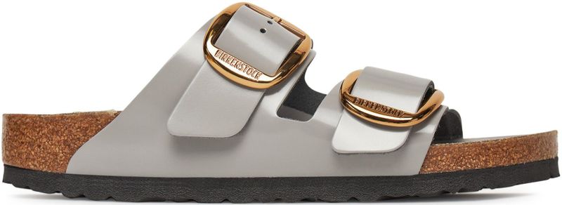 Birkenstock - Arizona Big Buckle Slides - Gezondheidsslippers - Grijs - Natuurlijk Leer