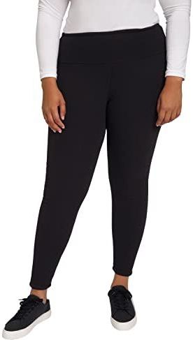Ulla Popken Dames grote maten plus size leggings, voering van imitatiebont extra warm, hoge taille zwart 42+ 798699100-42+, zwart, 32W x 32L