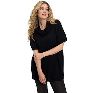 Ulla Popken Dames met rolhals en korte raglan-sleeves trui, zwart, 54/56, zwart, 54/56 NL