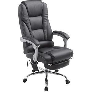 TPFLiving Bureaustoel XXL Pacira kunstleer met massagefunctie - bureaustoel, managersstoel, draaistoel, belastbaarheid 150 kg, frame: metaal chroom - zwart