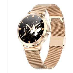 TPFNet Damen Smart Watch / Fitness Tracker IP68 - Milanaise Armband - Android & IOS - Gold