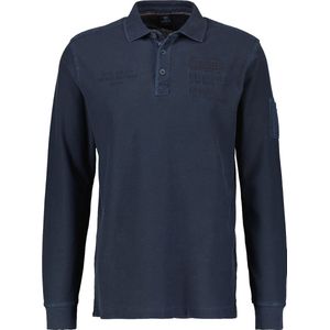 Lerros - Rugbyshirt - Katoen - Blauw - Lange Mouwen, Knoopsluiting, Sportieve Opdruk