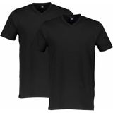 Overhemden - Black - 100% Katoen - V-hals Korte Mouwen Regular Fit