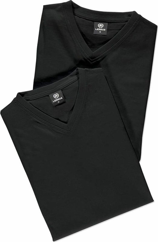 Overhemden - Black - 100% Katoen - V-hals Korte Mouwen Regular Fit