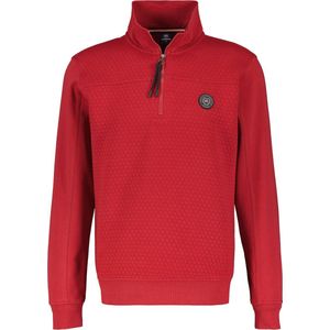 Lerros - Heren Trui - Rood - Katoen - Opstaande Kraag met Rits