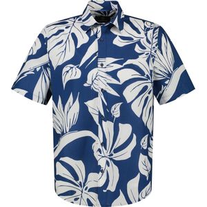 Lerros - Herenoverhemd - Blauw - Katoen - Korte Mouwen - All Over Print