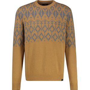Lerros - Gebreide Trui - Bold Camel - Lange Mouwen - Ronde Hals - 88% Scheerwol