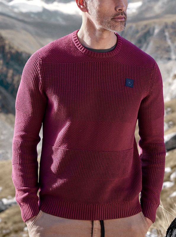 Lerros - Ronde hals Trui - Heren - 362 DEEP GARNET RED - Katoen - 2495018
