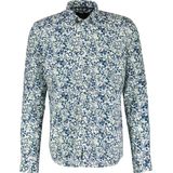 Lerros - Heren Overhemd - All-Over Print - Blauw Groen - Katoen Elastaan