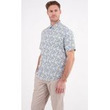 Lerros - Overhemd - Wit - Bloemenbedrukt - Korte Mouwen