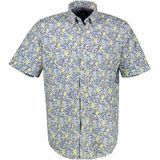 Lerros - Overhemd - Wit - Bloemenbedrukt - Korte Mouwen