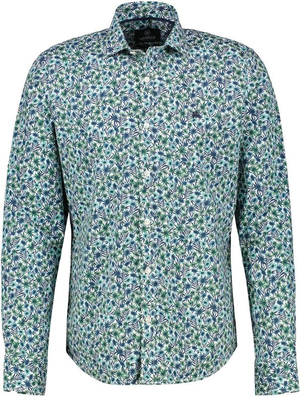 Lerros - Overhemd - Groen - Katoen/Elastaan - Regular Fit