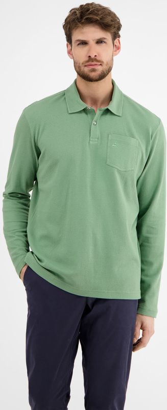 LERROS Langarmshirt "LERROS Herren Langarmpolo in Waffel-Piqué"