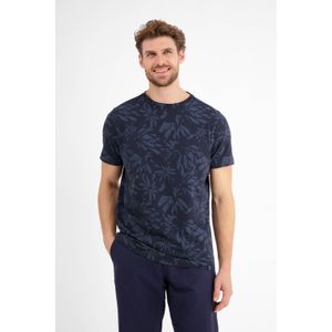 LERROS - T-shirt - Donkerblauw - Regular Fit - Katoen met Elastaan