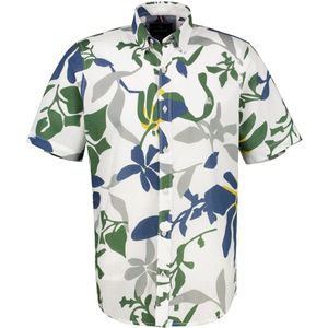 Overhemden - Wit - 80% Katoen 20% Linnen - Knoopsluiting Korte Mouwen